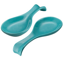 Kook Lot de 2 repose-cuillre en cramique pour cuisinire, cuisine et bar caf, passe au lave-vaisselle, plateau louche (Aqua)