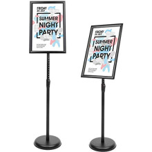 YIYO Adjustable Pedestal Poster Sign Stand 8.5 x 11 Advertising Business Menu Sign Holder for Floor Standing with Aluminum Snap-Open Reusable Frame Bl