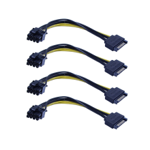 10 szt. nowych kabli zasilających SATA 15-pinowych męskich na PCI-E 8-pinowych (6+2) o długości 20 cm
