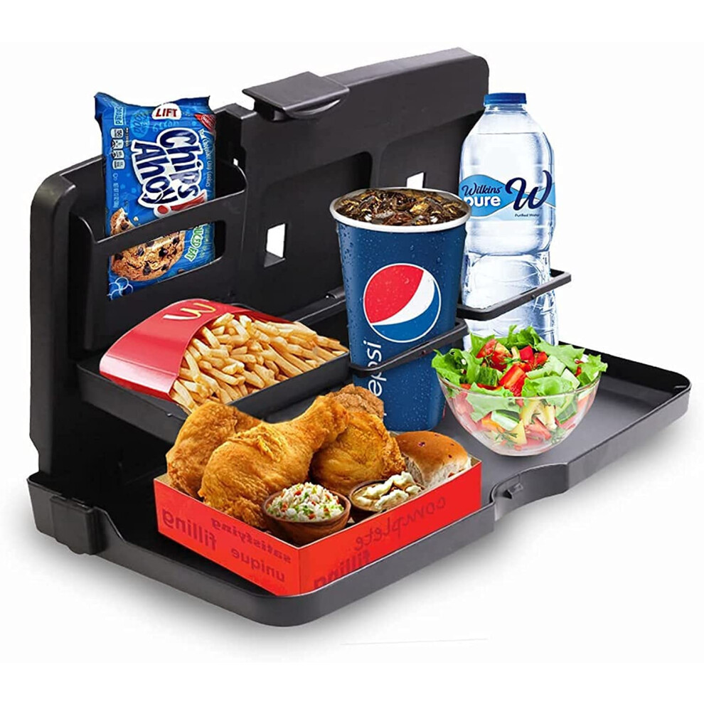 Vaygway Foldable Car Food Tray Holder Multi- Functional Portable Auto Food And Drink Tray - Eating Organizer Backseat Car Tray - Kids Table Food Black 600164092455