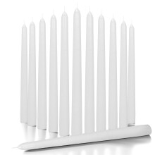 CANDWAX White Taper Candles 12 inch Dripless - Set of 12 Tapered Candles Ideal as Shabbat Candles - Smokeless and Unscented Taper Candles Long Burning
