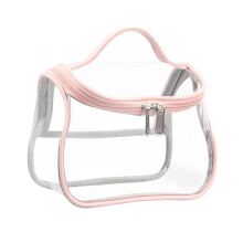 HAOGUAGUA Heavy Duty genomskinlig kosmetisk vska Vattentt transparent resesmink Toalettpse (rosa)
