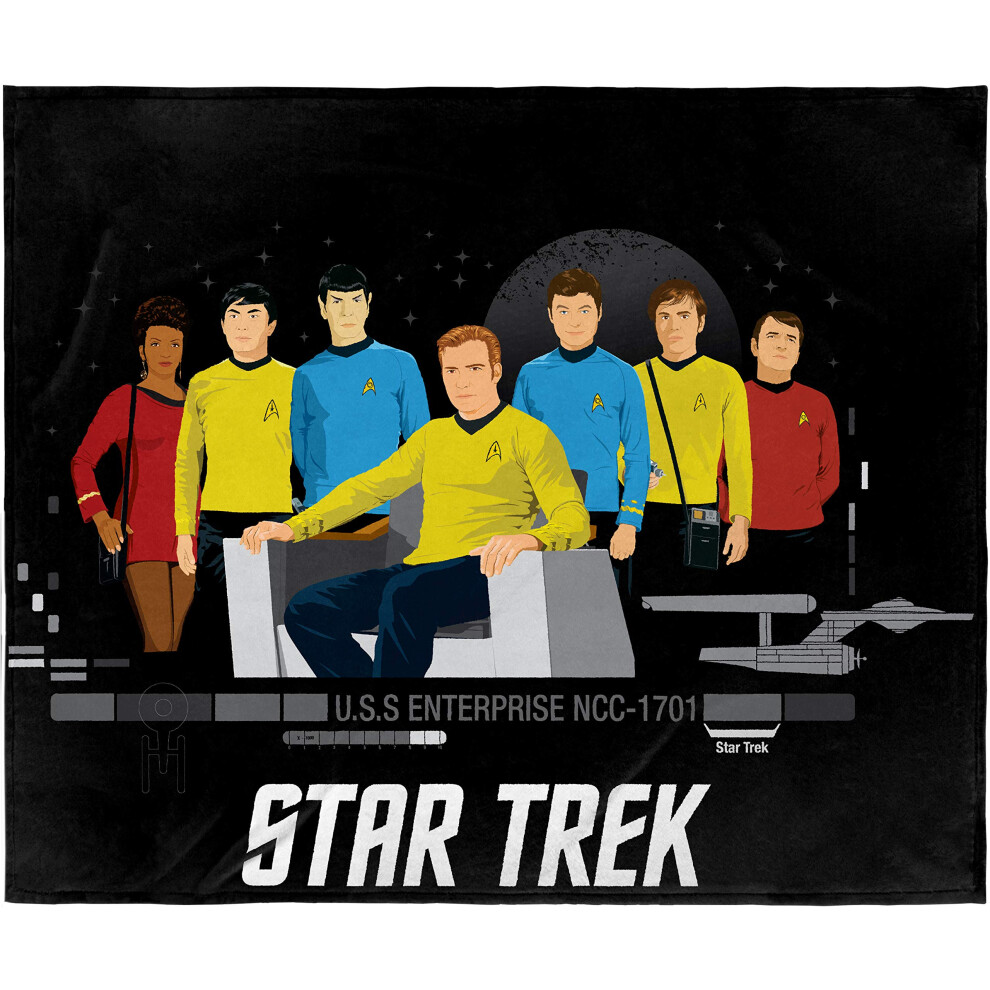 Couverture polaire en peluche au toucher soyeux de l'   quipage de l'USS Enterprise de Star Trek The Original Series TOS