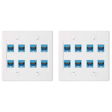 Gniazdo ścienne Ethernet 8 portów - podwójne gniazdo Cat6 RJ45, niebieskie