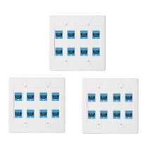 Gniazdo ścienne Ethernet 8 portów - podwójne gniazdo Cat6 RJ45, niebieskie