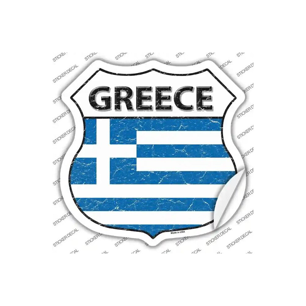 Smart Blonde Hs-262S-Xl Greece Flag Novelty Highway Shield Sticker Decal - Extra Large 731997857031