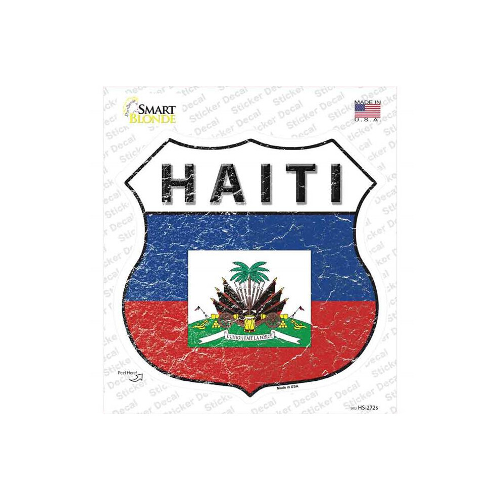 Smart Blonde Hs-272S-M Haiti Flag Novelty Highway Shield Sticker Decal - Medium 731997857109