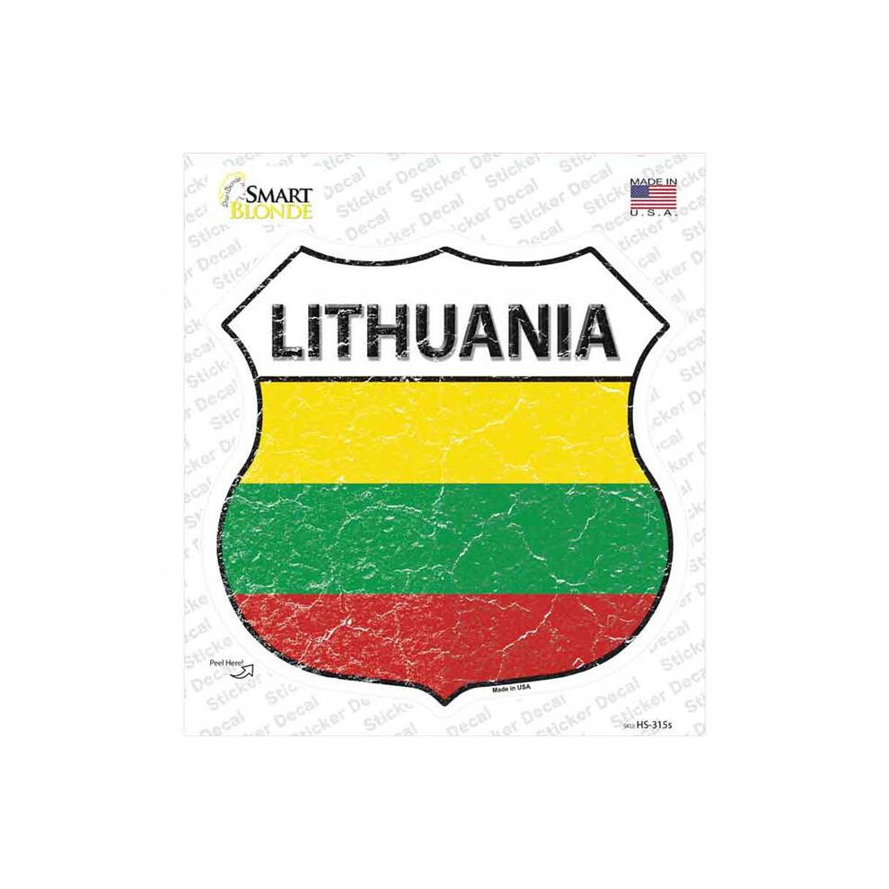 Smart Blonde Hs-315S-M Lithuania Flag Novelty Highway Shield Sticker Decal - Medium 731997857352