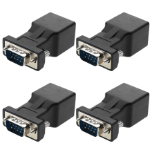Paquet de 4 Extensions VGA Mâle Vers RJ45 CAT5 CAT6 20M Adaptateur Câble Réseau Port COM Convertisseur Ethernet LAN