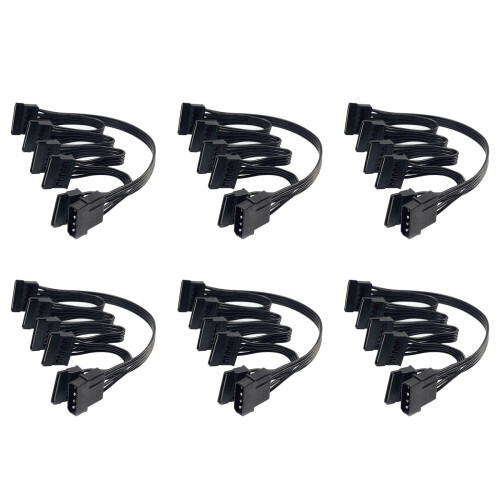 Καλώδιο τροφοδοσίας 6x 4 ακίδων IDE σε 5 θύρες Molex SATA 18AWG για σκληρό δίσκο SSD PC