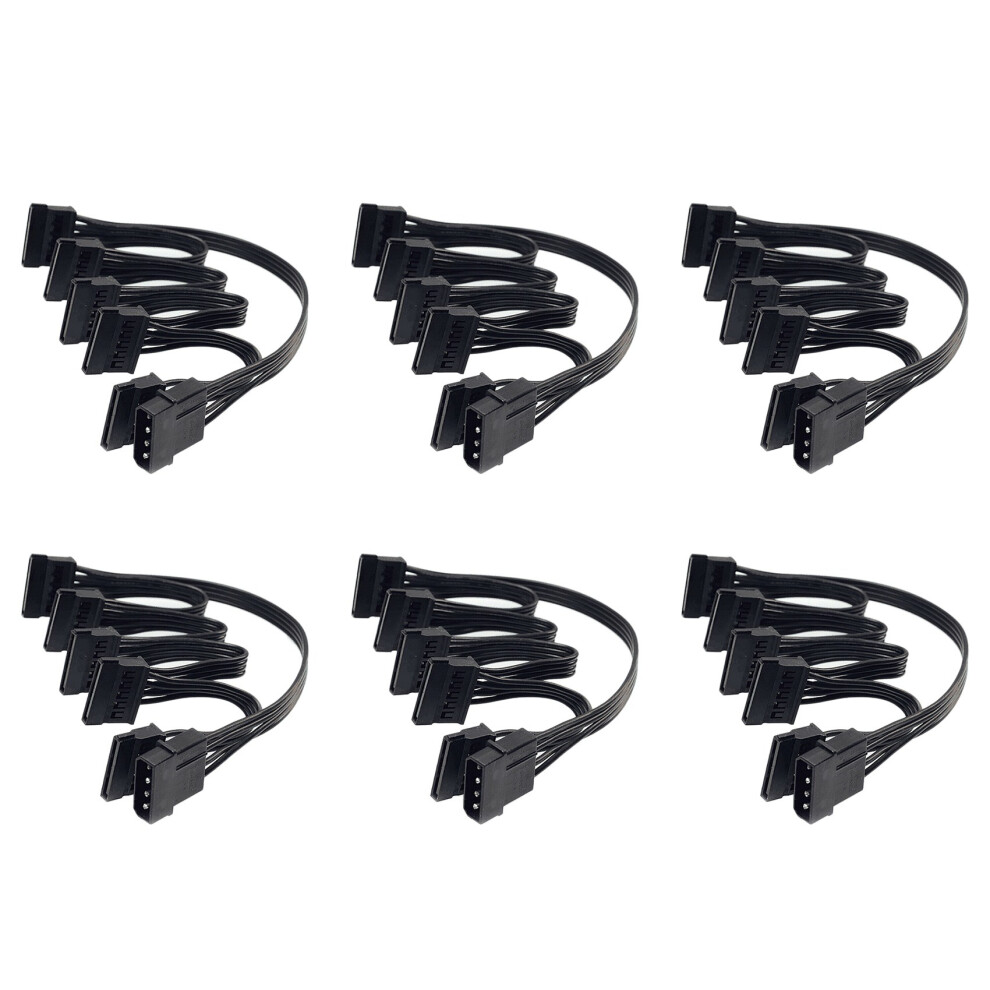 6X 4Pin Ide To 5-Port Power Cable Molex Sata 18Awg For Hdd Ssd Pc 4851369263867
