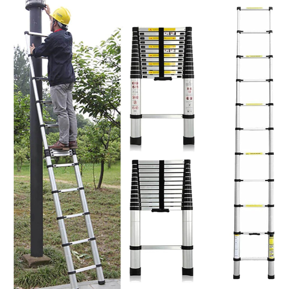 (3.2M) Multi-Purpose Folding Telescopic Ladder for Decorating Painting Indoor Outdoor,Extendable Portable Loft Ladder with Adjustable Height