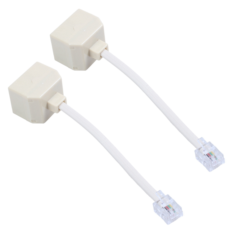 Telephone RJ11 Male Line to Double Female Jack Splitter Adapter