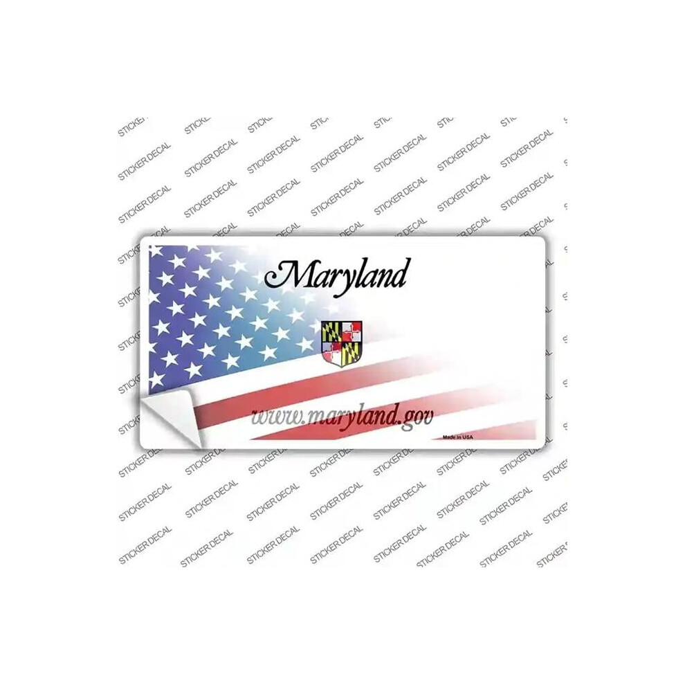 Smart Blonde Lp-12349S-L Maryland With American Flag Novelty Sticker Decal - Large 731997933919