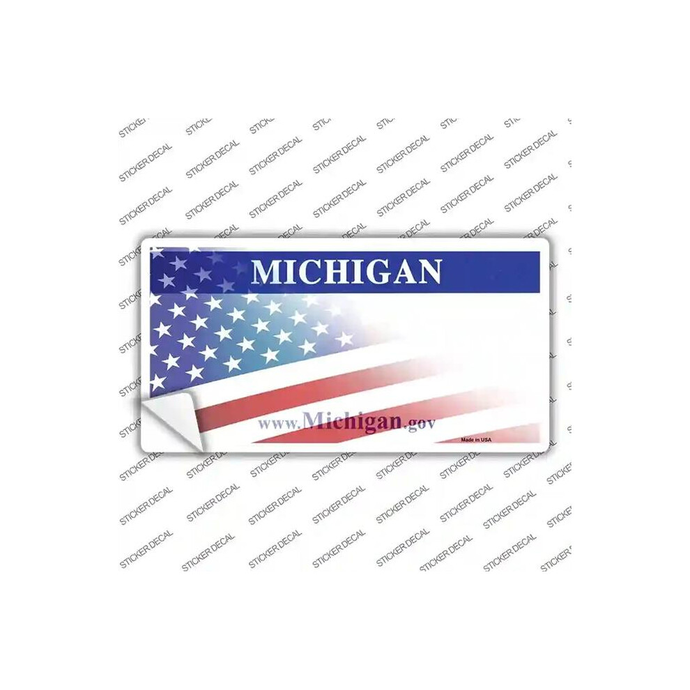 Smart Blonde Lp-12351S-Xl Michigan With American Flag Novelty Sticker Decal - Extra Large 731997933933
