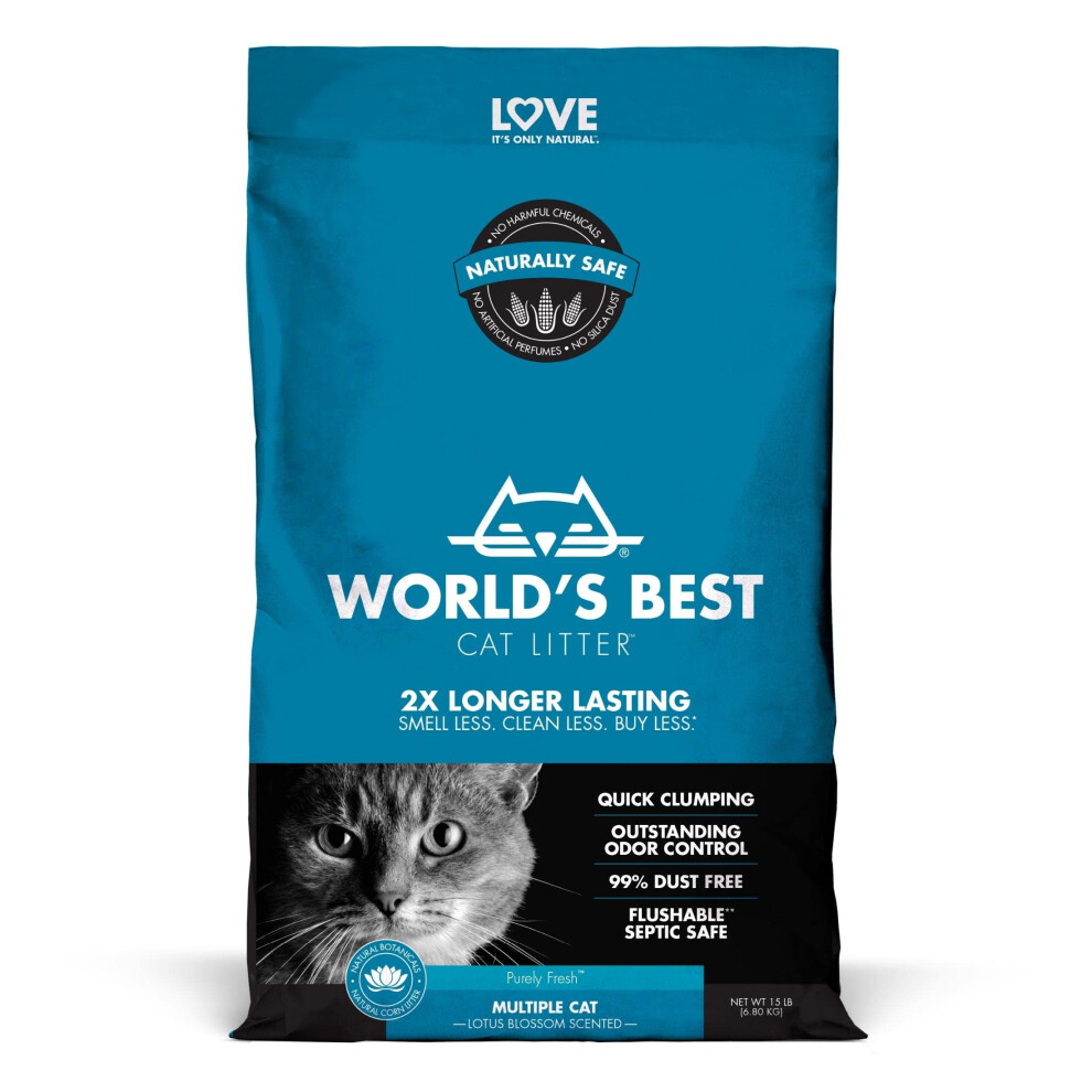 Photos - Cat Litter WORLDS BEST  Multiple cat Lotus Blossom Scented 15 Pounds 62110190
