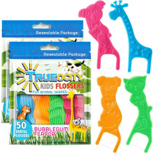 Kinder Zahnseide 2er Pack (100 Stück), Zahnseide für Kinder, Tierformen, leicht zwischen Zähnen