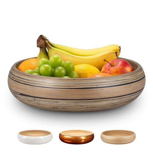 HOLANA Frutero de madera de acacia – Frutero extra grande de 3 niveles para encimera de cocina de 16 x 12.5 x 18 pulgadas – Fruteros para cocina – Almacenamiento de