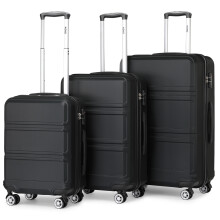 (20 + 24 + 28 inch Black) 3pcs Suitcase Sets ABS Hard Shell Luggage Travel Trolley Case
