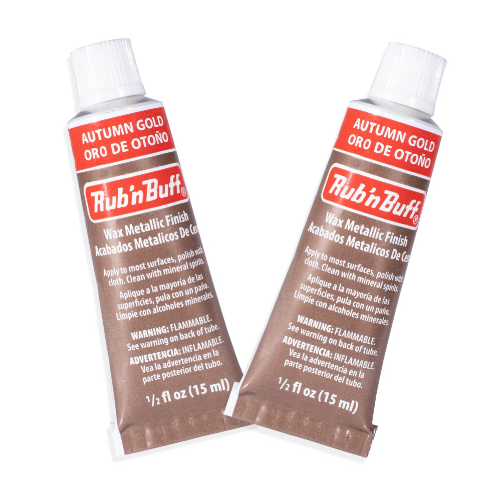 AMACO Rub n Buff Wax Metallic Finish - 2 Rub n Buff Autumn Gold 15ml Tubes - Versatile Gilding Wax for Finishing Furniture Antiquing and Restoration -