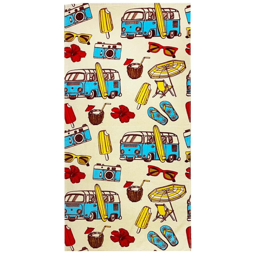 YIFONTIN Beach Towel for Kids  Velour Terry Blanket Throw 100% Cotton 25.5X51 inches for Swim Bath Camping  Bus Coastal Tour.-image-OPC-PFKXFG2-NEW