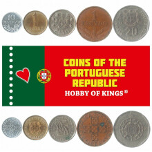 Portugal 5 Mixed Coins | 1 Escudo - 20 Escudos | Currency Since 1969