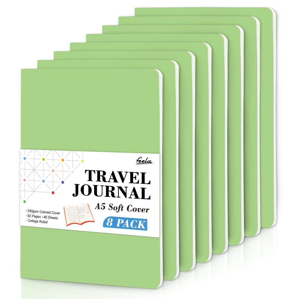 feela 8 Pack Soft Cover Journal Bulk  Notebooks College Ruled for Work  Lined Travel Journal for Women Men  Note Taking Notebook School Supplies Busin-image-OPC-PFC5762-NEW