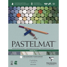 Caderno Colado Clairefontaine Pastelmat - Palete No. 5 - (18 x 24 cm) - 360g - 12 Folhas - Verde Escuro, Verde Claro, Branco, Azul Escuro