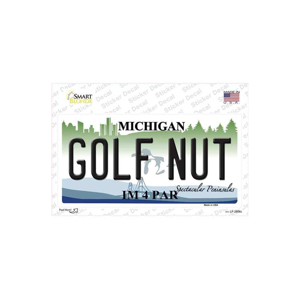 Smart Blonde Lp-2806S-M Golf Nut Michigan State Novelty Sticker Decal - Medium 731997936637
