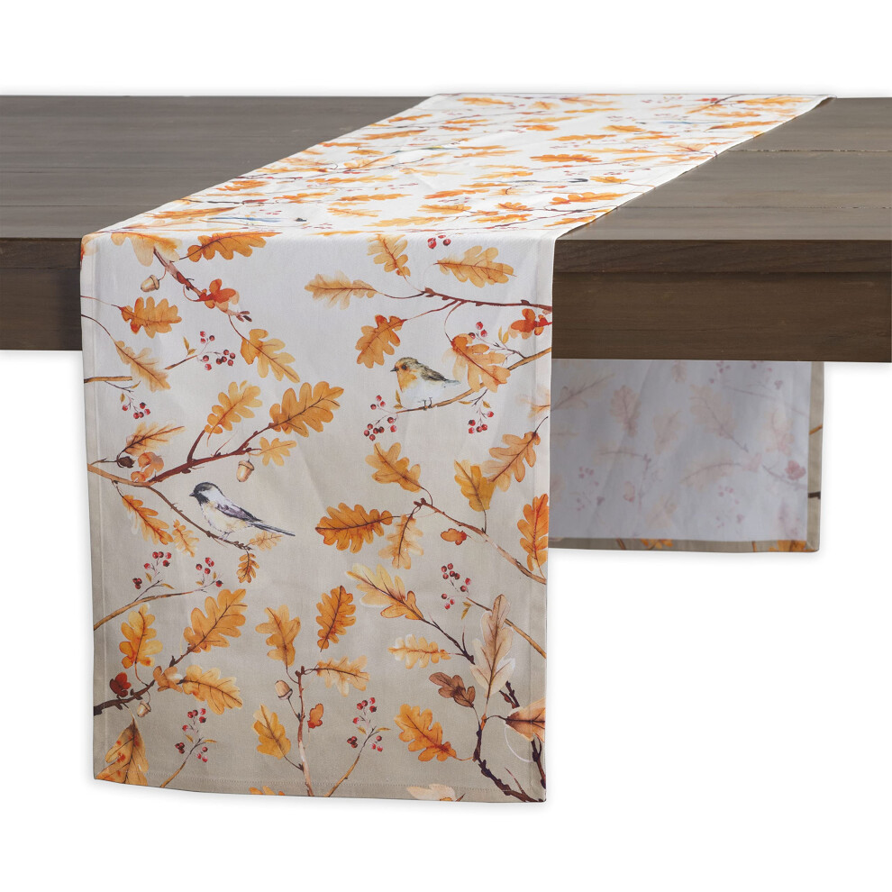 Chemin de table Maison d'Hermine 100 % coton Chemin de table d   coratif Maison Mariage Buffet et camping Feuilles de ch   ne (une seule couche) - Th