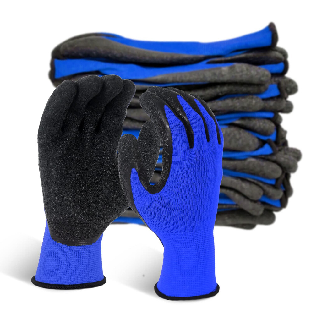 Evridwear Crinkle Latex Rubber Hand Coated Safety Work Gloves For Men Women General Multi Use Construction Warehouse Gardening Assembly Landscaping La 810089790996