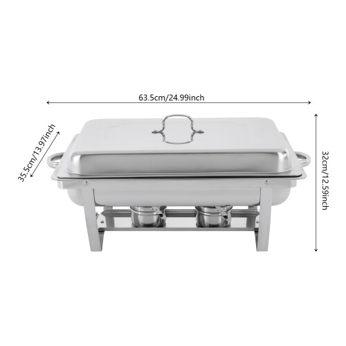 Stainless steel 3-compartment heatable buffet tray 1