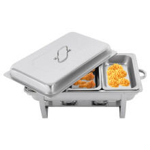Stainless steel 3-compartment heatable buffet tray