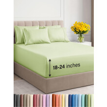 Extra Deep Cal King Sheet Set - 6 Piece Breathable and Cooling Sheets - Hotel Luxury Bed Sheets Set - Easy Fit - Soft Wrinkle Free and Comfy She