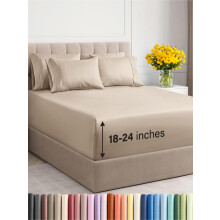 Extra Deep King Sheet Set - 6 Piece Breathable and Cooling Sheets - Hotel Luxury Bed Sheets Set - Easy & Secure Fit - Soft Wrinkle Free and Comf
