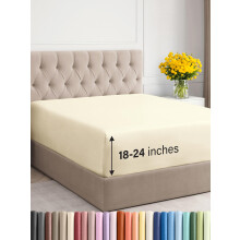 Extra diep queensize hoeslaken - alleen hotelluxe eenpersoons hoeslaken - past gemakkelijk op een matras van 18 inch tot 24 inch - zacht kreukvrij ad