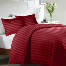 (BURGUNDY/RED, KING) Stripe Duvet Quilt Cover Set Single Double King