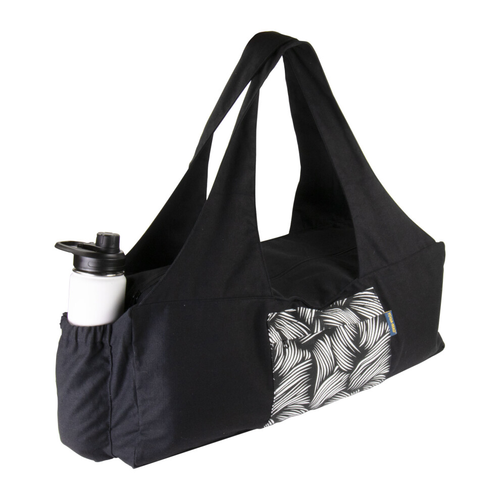 (Black) Fitness Mad Yoga Kit Bag with Water Bottle Holder Spacious Design