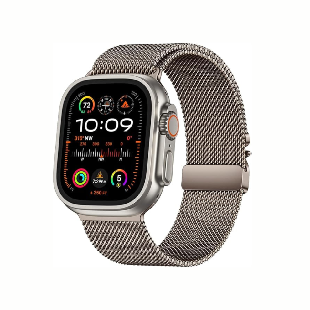 (Natural Titanium) Milanese Loop Strap for Apple Watch Ultra 1&2 49mm