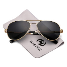 HJSTES Polariserade barnflygare solglasgon fr flickor pojkar klassiska juniorsglasgon UV400 skyddslins 52mm (guld/gr)