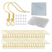 Ganchos de Brinco Hipoalergénicos - 120 PCS/60 Pares de Ouro 18K Sem Níquel para Fazer Joias