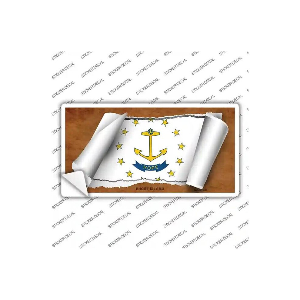 Smart Blonde Lp-9045S-L Rhode Island Flag Scroll Novelty Sticker Decal - Large 792636022944