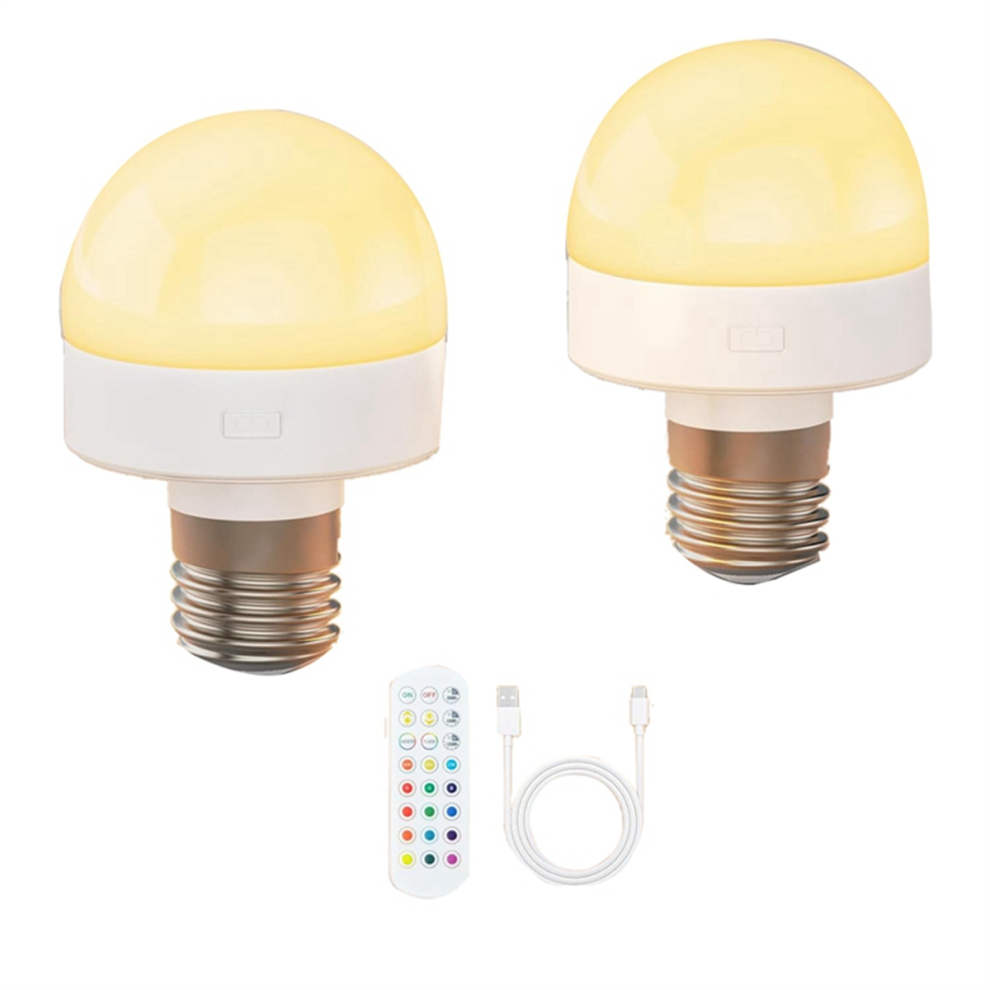 Rechargeable Light Bulbs with Remote - E26 Battery Operated Bulb for Non-Hardwired Wall Sconces, Pendant Lights