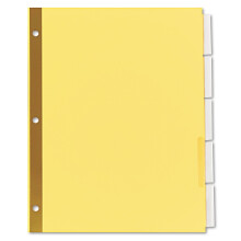 Universal 21875 Índices de Inserção Estendidos, Cinco Abas Transparentes, Carta, Buff, 6 Conjuntos/Embalagem