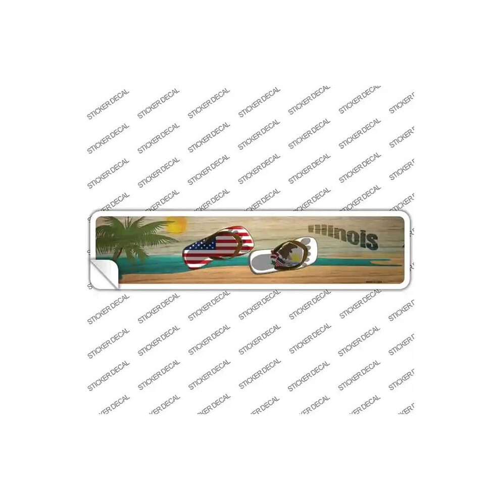 Smart Blonde K-1486S-S Illinois & Us Flag Novelty Narrow Sticker Decal - Small 731997858380