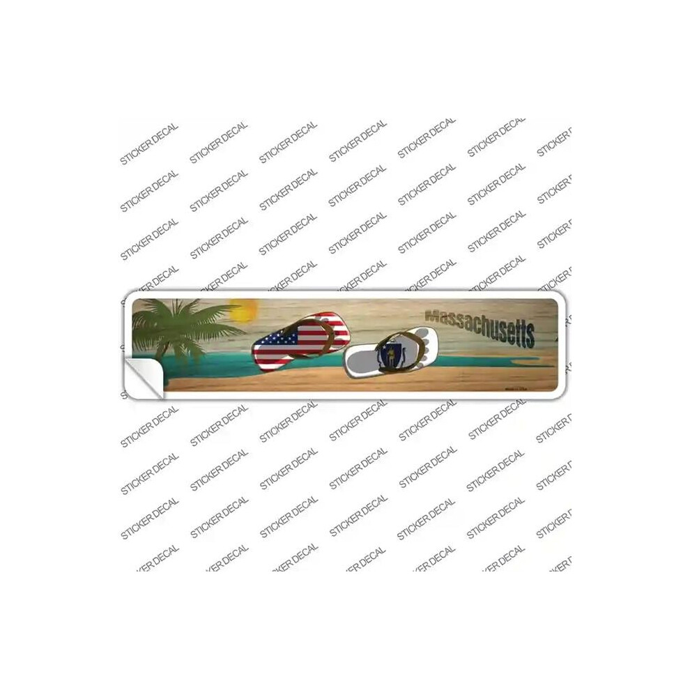Smart Blonde K-1494S-S Massachusetts & Us Flag Novelty Narrow Sticker Decal - Small 731997858458