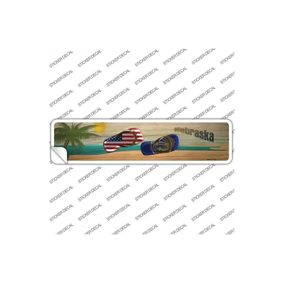 Smart Blonde K-1500S-L Nebraska & Us Flag Novelty Narrow Sticker Decal - Large 731997858489