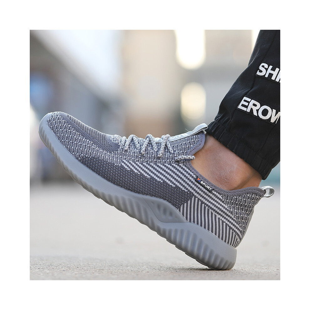 (Gray, EU42) Women Steel Mens Toe Cap Safety Trainers Work Boots Hiking Size Breathable Shoes