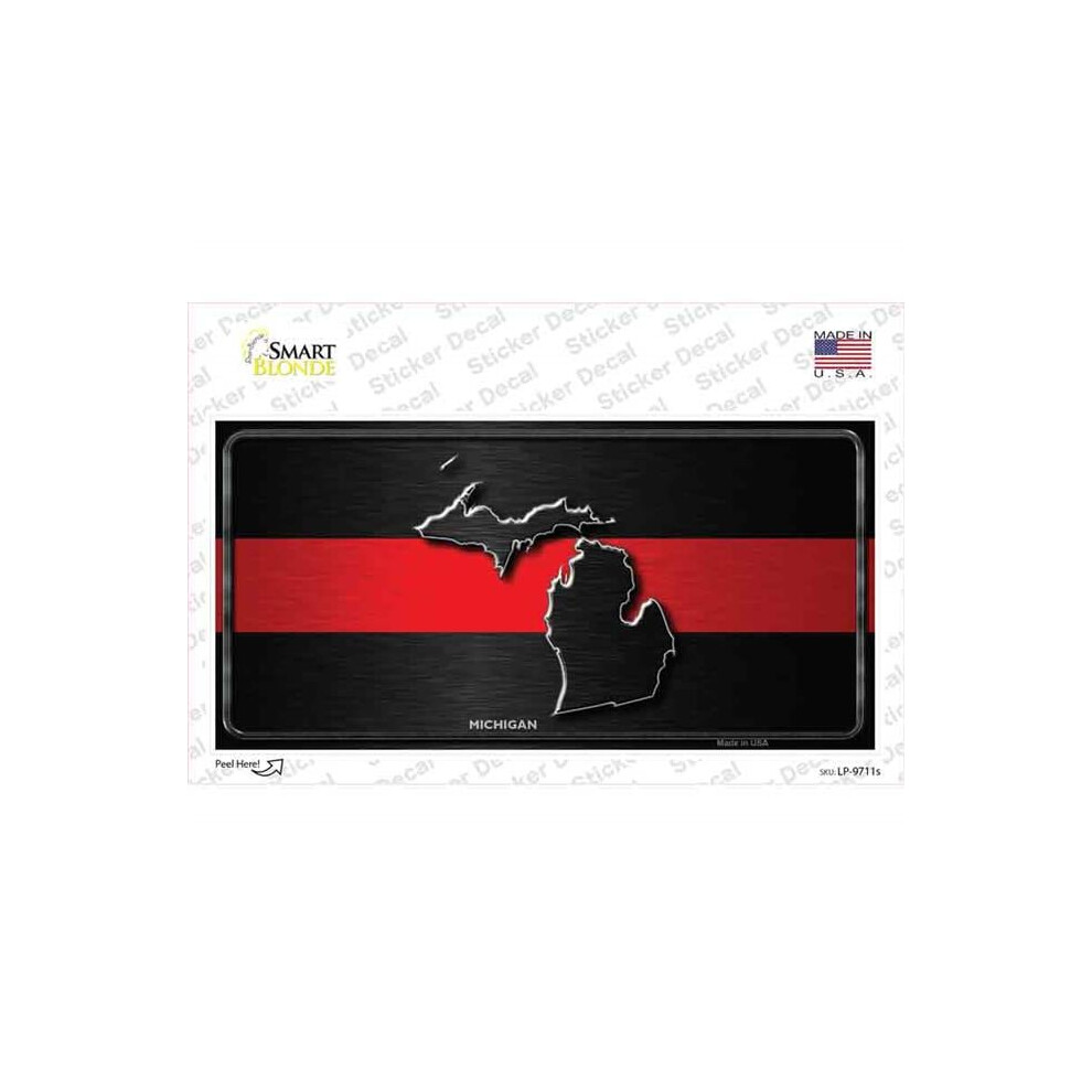Smart Blonde Lp-9711S-M Michigan Thin Line Novelty Sticker Decal - Medium Red 792636025730