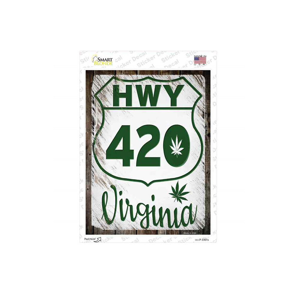 Smart Blonde P-3301S-M Hwy 420 Virginia Novelty Rectangle Sticker Decal - Medium 792636029462